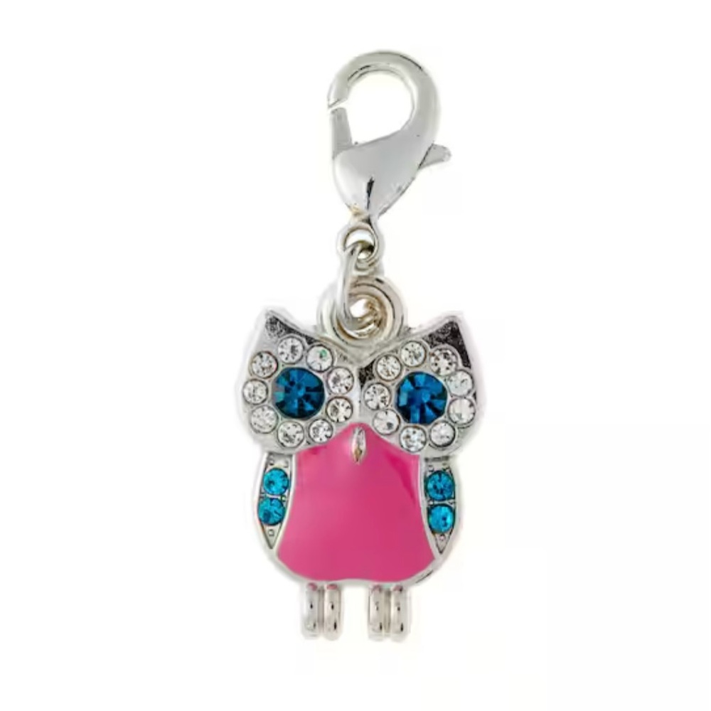 Pink and Silver Owl Charm